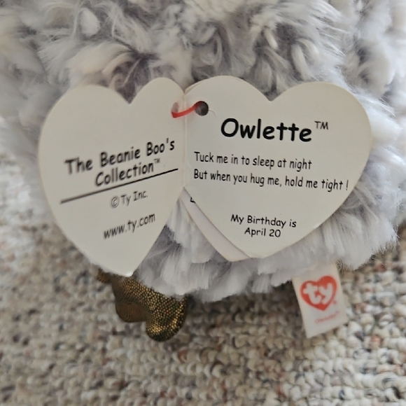 Ty Beanie Boos "Owlette" Plush Stuffed Owl w/ Tags - Picture 4 of 9
